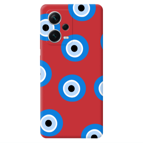Xiaomi Poco X5 Evil eyes beads Red Colored Silicone TPU Θήκη