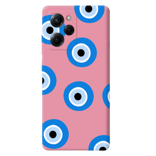 Xiaomi Poco X5 Pro Evil eyes beads Pink Colored Silicone TPU Θήκη