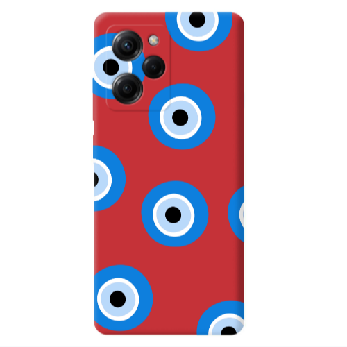 Xiaomi Poco X5 Pro Evil eyes beads Red Colored Silicone TPU Θήκη