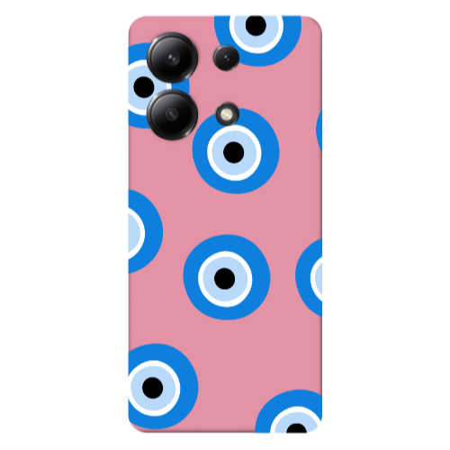 Xiaomi Redmi Note 13 4G Evil eyes beads Pink Colored Silicone TPU Θήκη