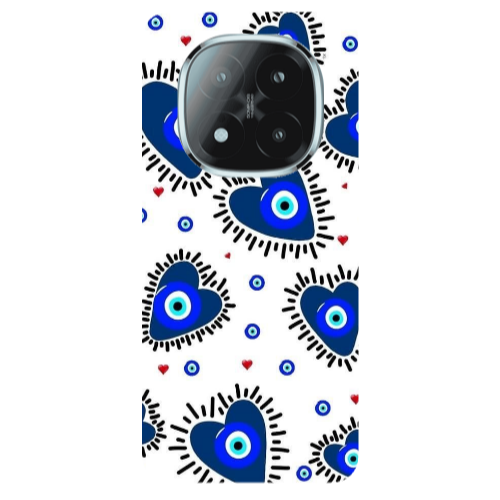 Xiaomi Redmi Note 14 Pro + 5g Heart evil eye beads Transparent Silicone TPU Θήκη