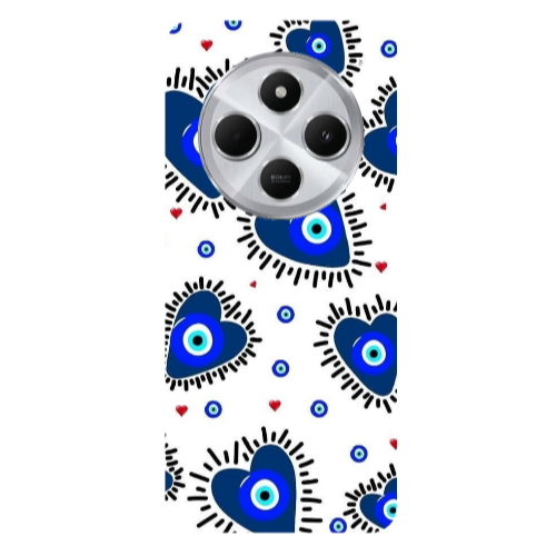 Xiaomi Redmi 14c Heart evil eye beads Transparent Silicone TPU Θήκη