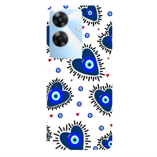 Realme Note 60 Heart evil eye beads Transparent Silicone TPU Θήκη