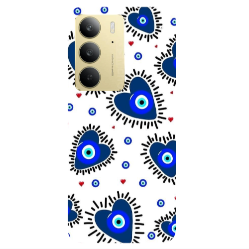 Realme C 75 Heart evil eye beads Transparent Silicone TPU Θήκη