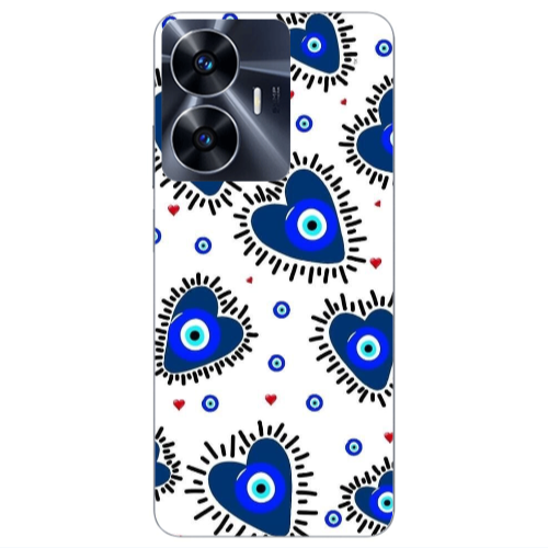 Realme Note 50 Heart evil eye beads Transparent Silicone TPU Θήκη