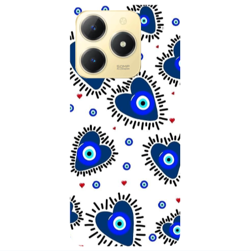 Realme C61 Heart evil eye beads Transparent Silicone TPU Θήκη