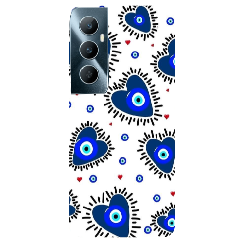 Realme C65 Heart evil eye beads Transparent Silicone TPU Θήκη