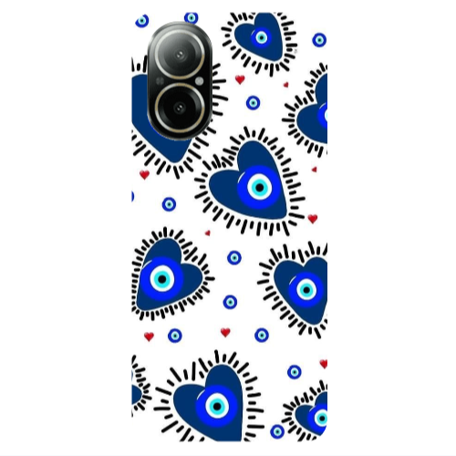 Realme C67 Heart evil eye beads Transparent Silicone TPU Θήκη