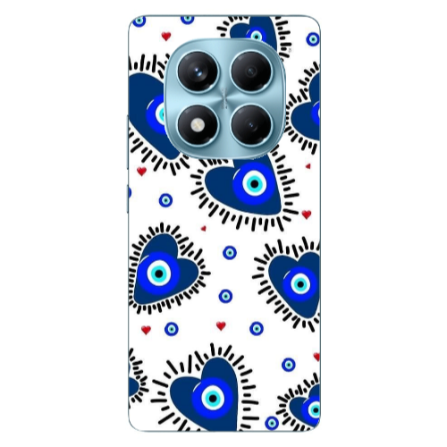 Xiaomi Redmi Note 14 Pro Heart evil eye beads Transparent Silicone TPU Θήκη
