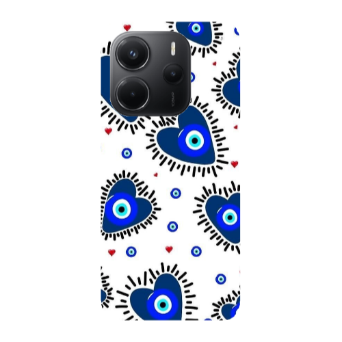 Xiaomi Redmi Note 14 Heart evil eye beads Transparent Silicone TPU Θήκη