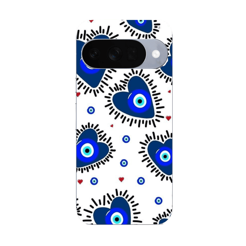 Google Pixel 10 Heart evil eye beads Transparent Silicone TPU Θήκη