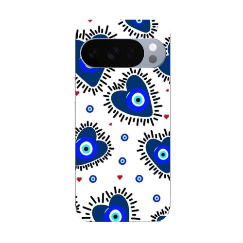 Google Pixel 10 Pro XL Heart evil eye beads Transparent Silicone TPU Θήκη