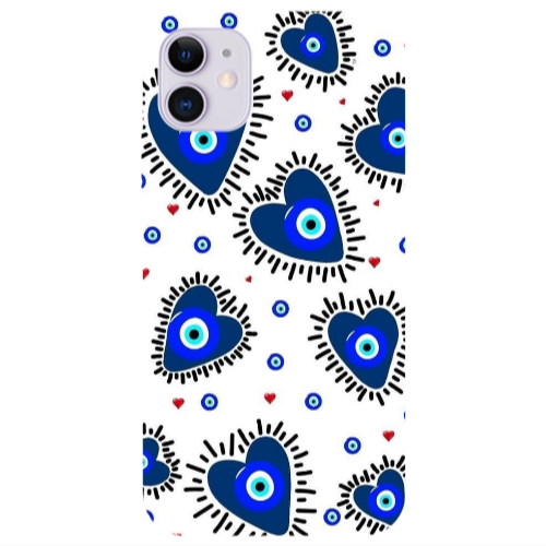 Apple iPhone 11  Heart evil eye beads Transparent Silicone TPU Θήκη
