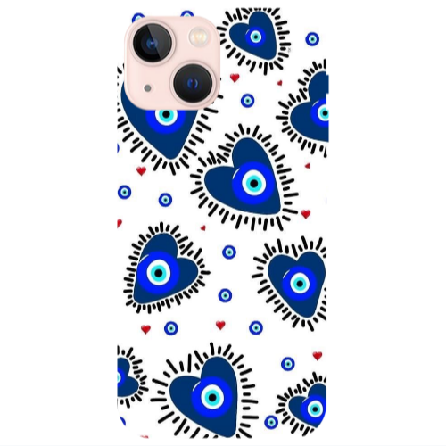 Apple iPhone 13 Heart evil eye beads Transparent Silicone TPU Θήκη