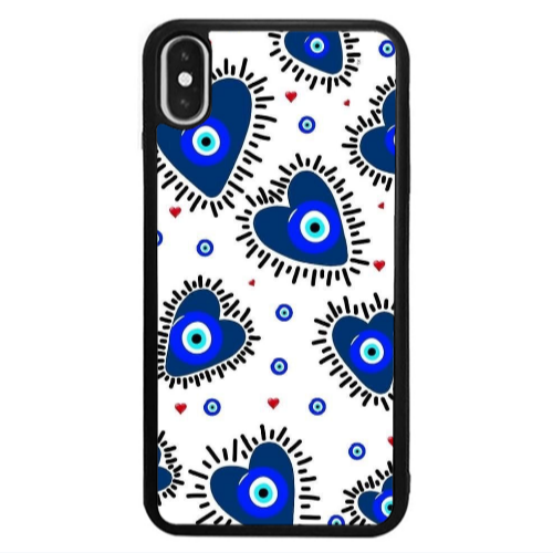 Apple iPhone X Heart evil eye beads Black Glossy Θήκη