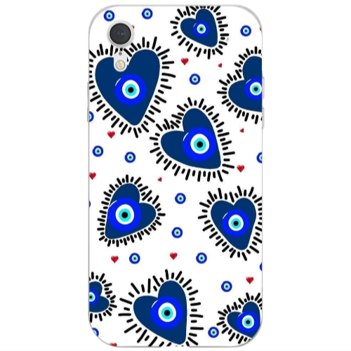 Apple iPhone Xr Heart evil eye beads Transparent Silicone TPU Θήκη