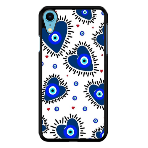 Apple iPhone Xr Heart evil eye beads Black Glossy Θήκη