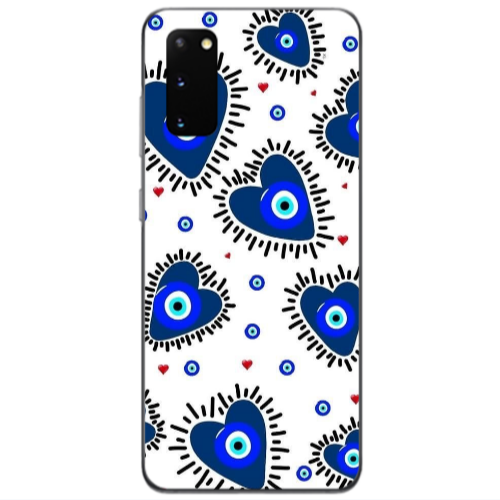 Samsung S20 Heart evil eye beads Transparent Silicone TPU Θήκη