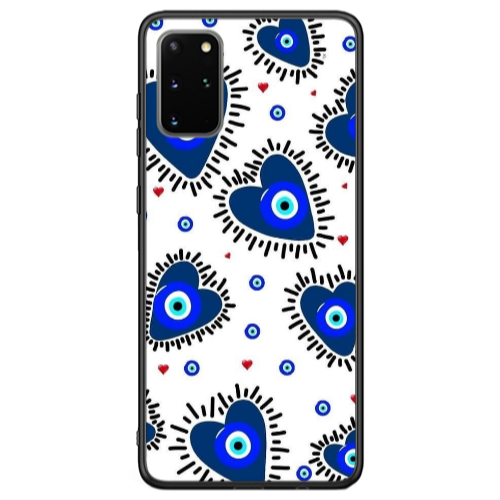 Samsung S20 Heart evil eye beads Black Glossy Θήκη