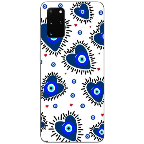 Samsung S20 Plus Heart evil eye beads Transparent Silicone TPU Θήκη