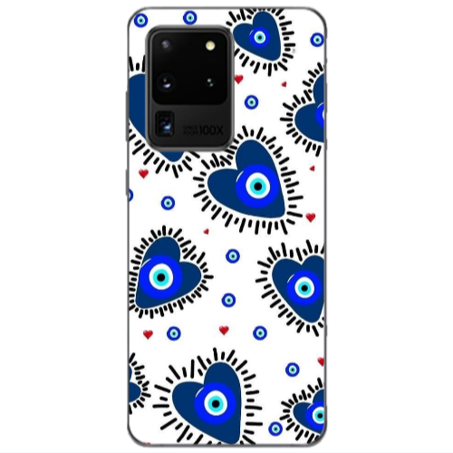 Samsung S20 Ultra Heart evil eye beads Transparent Silicone TPU Θήκη