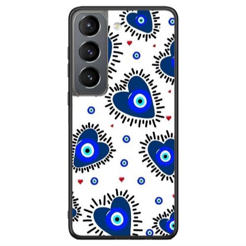 Samsung S21 Ultra Heart evil eye beads Black Glossy Θήκη