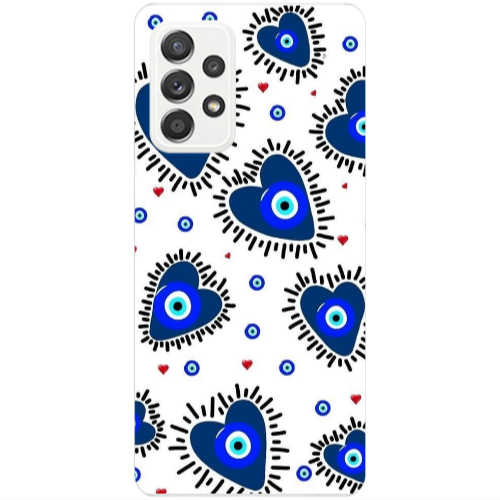 Samsung A33 Heart evil eye beads Transparent Silicone TPU Θήκη