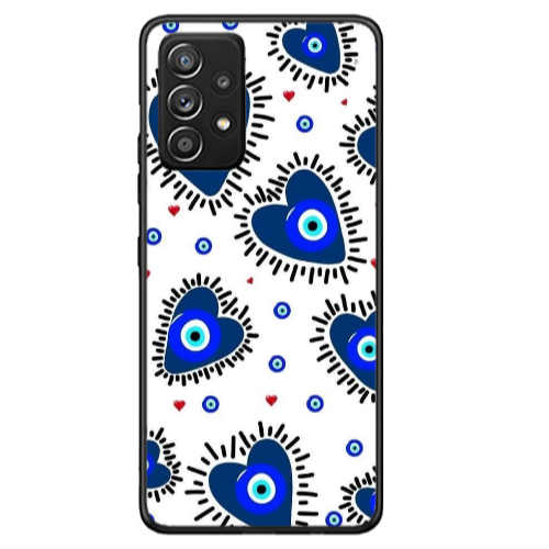 Samsung A53 Heart evil eye beads Black Glossy Θήκη