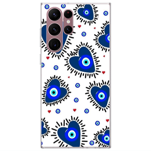 Samsung S22 Ultra Heart evil eye beads Transparent Silicone TPU Θήκη