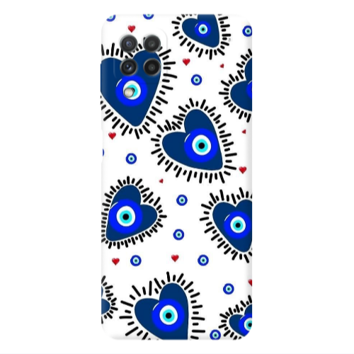 Samsung A22 4G Heart evil eye beads Transparent Silicone TPU Θήκη