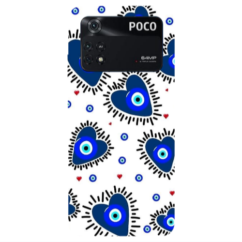 Xiaomi Poco M4 Pro 4G Heart evil eye beads Transparent Silicone TPU Θήκη