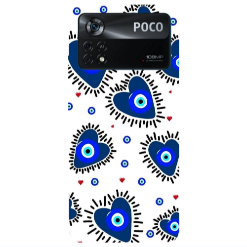 Xiaomi Poco X4 Pro Heart evil eye beads Transparent Silicone TPU Θήκη