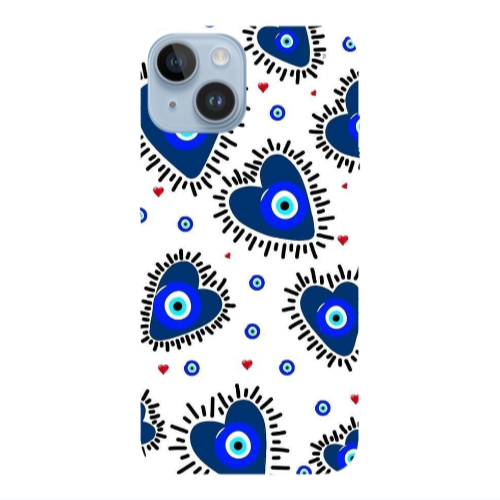 Apple iPhone 14 Plus Heart evil eye beads Transparent Silicone TPU Θήκη