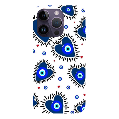 Apple iPhone 14 Pro  Heart evil eye beads Transparent Silicone TPU Θήκη
