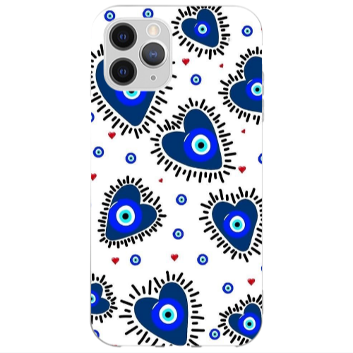 Apple iPhone 13 Pro Heart evil eye beads Transparent Silicone TPU Θήκη