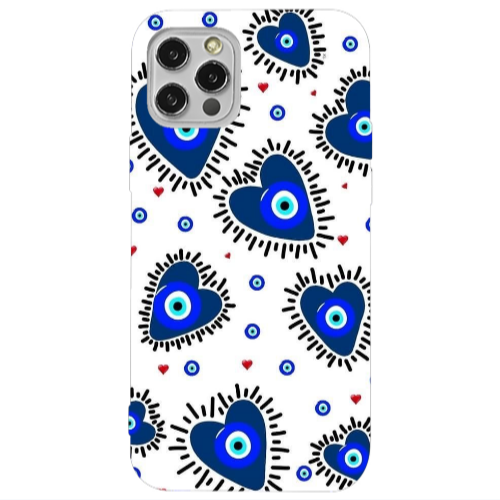 Apple iPhone 12 Pro Heart evil eye beads Transparent Silicone TPU Θήκη