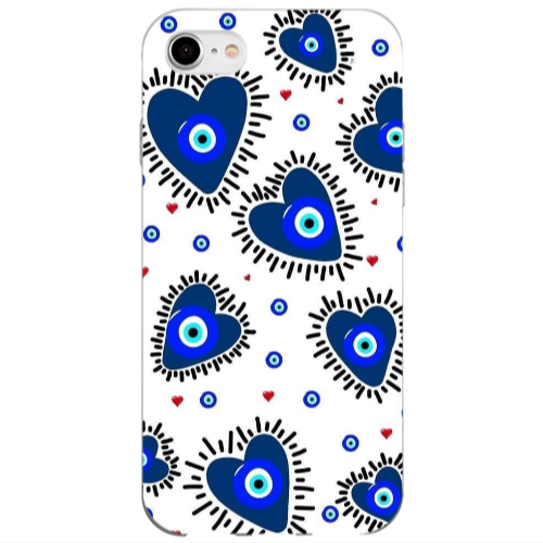 Apple iPhone 7 Heart evil eye beads Transparent Silicone TPU Θήκη