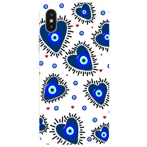 Apple iPhone Xs Heart evil eye beads Transparent Silicone TPU Θήκη