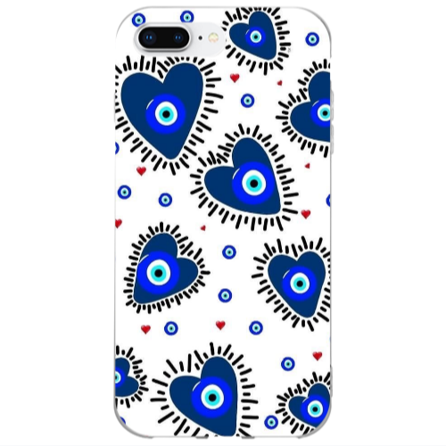 Apple iPhone 7 Plus Heart evil eye beads Transparent Silicone TPU Θήκη