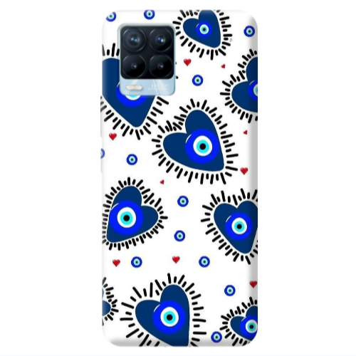 Realme 8 Pro Heart evil eye beads Transparent Silicone TPU Θήκη