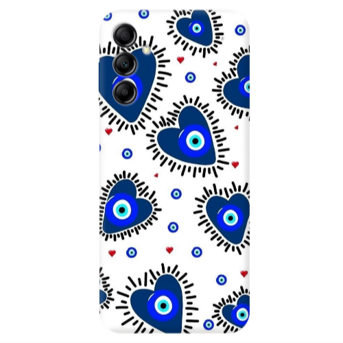 Samsung A14 5G Heart evil eye beads Transparent Silicone TPU Θήκη