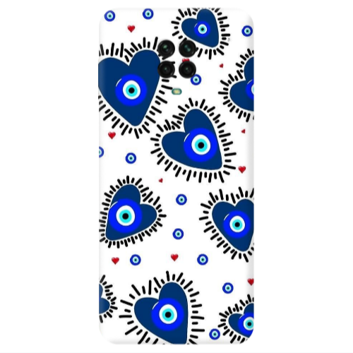 Xiaomi Redmi Note 9S Heart evil eye beads Transparent Silicone TPU Θήκη