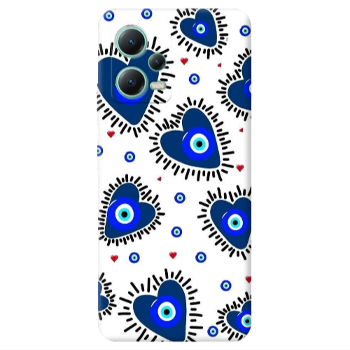 Xiaomi Redmi Note 12 Pro 5G Heart evil eye beads Transparent Silicone TPU Θήκη