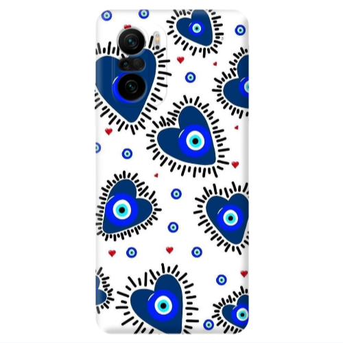 Xiaomi Poco F3 Heart evil eye beads Transparent Silicone TPU Θήκη