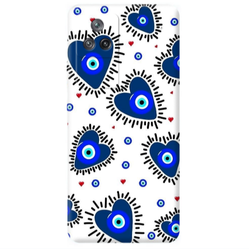 Xiaomi Poco F4 Heart evil eye beads Transparent Silicone TPU Θήκη