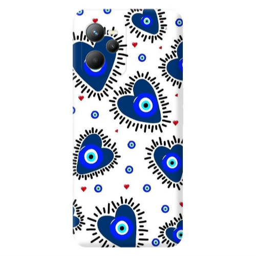 Realme C35 Heart evil eye beads Transparent Silicone TPU Θήκη