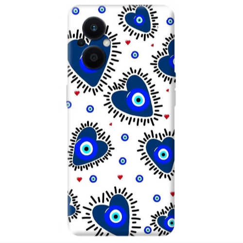 Oppo Reno 7 Lite Heart evil eye beads Transparent Silicone TPU Θήκη
