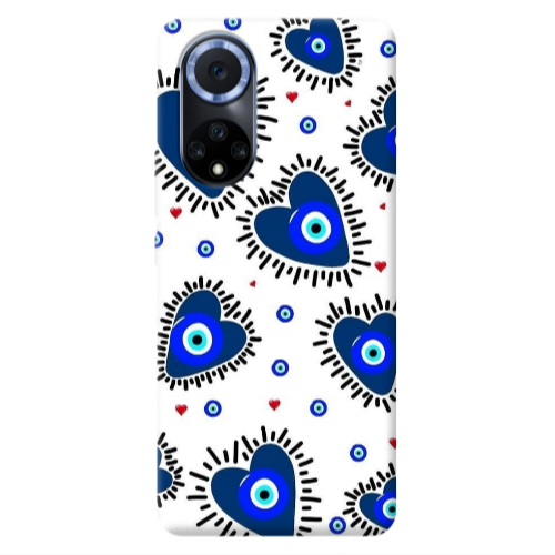Huawei Nova 9 Heart evil eye beads Transparent Silicone TPU Θήκη