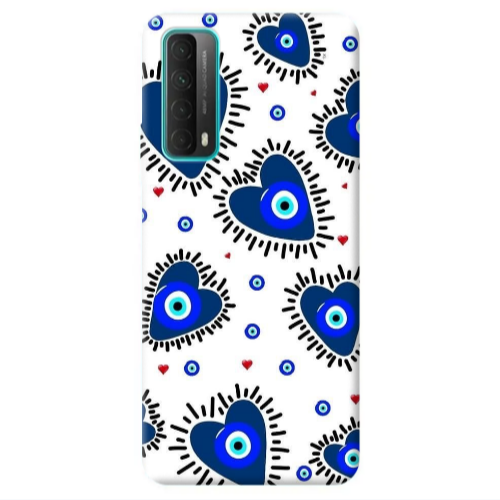 Huawei P Smart 2021 Heart evil eye beads Transparent Silicone TPU Θήκη