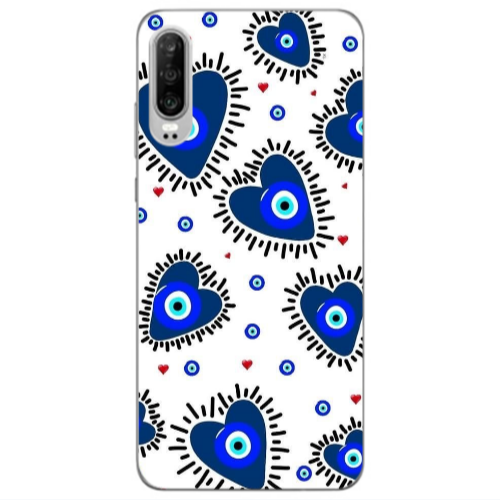 Huawei P30 Heart evil eye beads Transparent Silicone TPU Θήκη